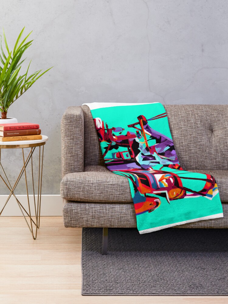 Thumbnail 2 of 6, Throw Blanket, The Rickshaw Driver designed and sold by MangoLassiArt.