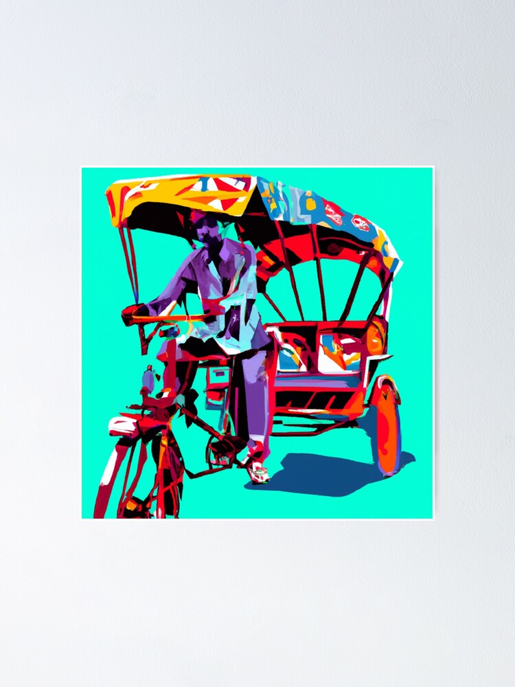 Thumbnail 1 of 3, Poster, The Rickshaw Driver designed and sold by MangoLassiArt.