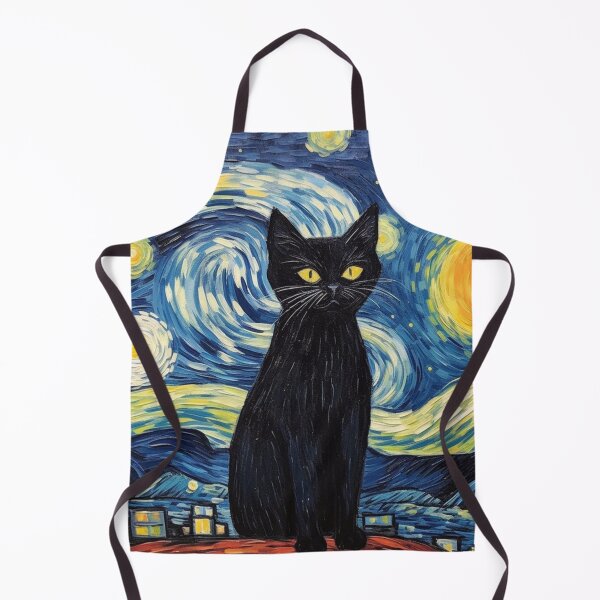 Item preview, starry night print with a black cat  designed and sold by deanrandym.
