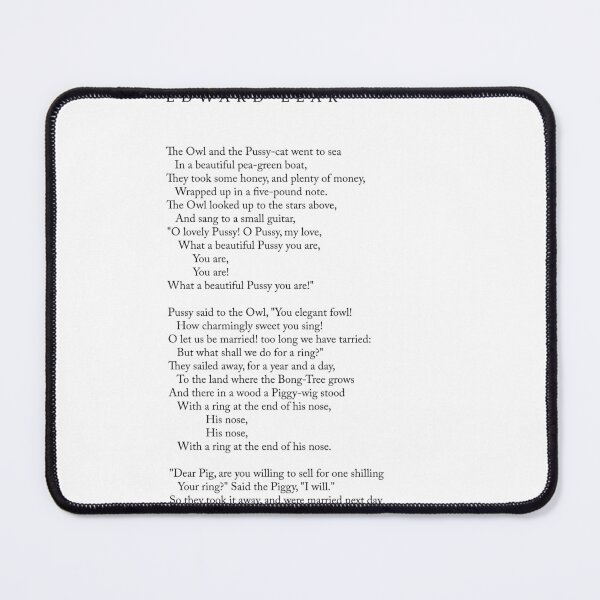 Item preview, The Owl And The Pussy-Cat - Edward Lear Poem - Literature - Typography Print 1 designed and sold by Studio Grafiikka.