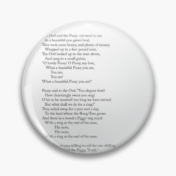 Item preview, The Owl And The Pussy-Cat - Edward Lear Poem - Literature - Typography Print 1 designed and sold by Studio Grafiikka.