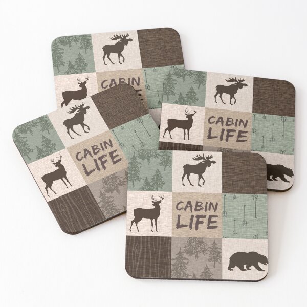 Artikelvorschau, Cabin Life Woodland Squares entworfen und verkauft von SugarPineDesign.