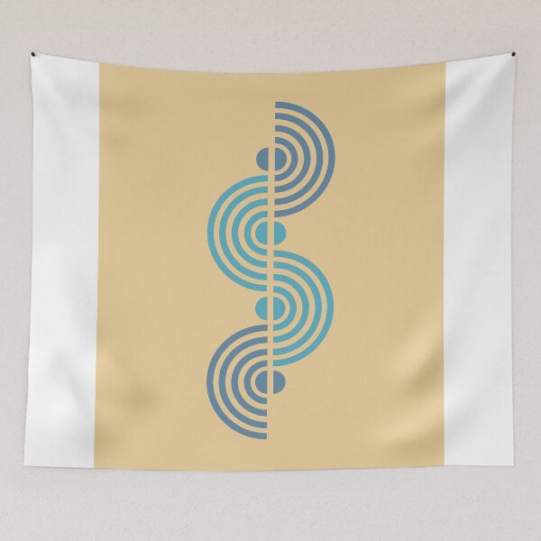 Item preview, Minimal Geometric Half Circles Print - Mid Century Modern - Scandinavian - Blue, Wheat - Semi Circle designed and sold by Studio Grafiikka.
