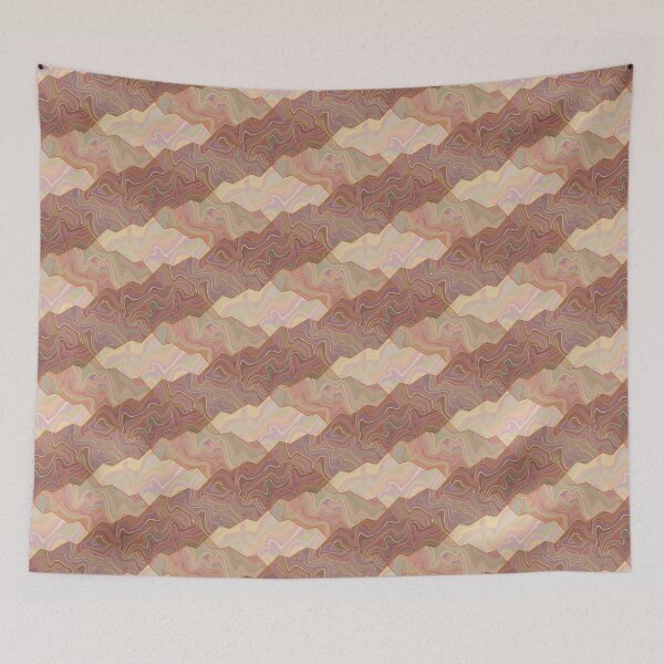 Item preview, Abstract geometric brown and beige gradient checkered wavy marble stone pattern designed and sold by Osting.