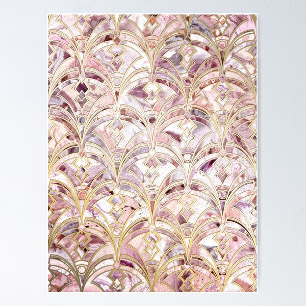 Item preview, Dusty Rose and Coral Art Deco Marbling Pattern designed and sold by micklyn.