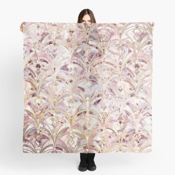 Dusty Rose and Coral Art Deco Marbling Pattern Scarf