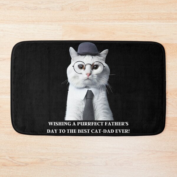 Item preview, Wishing A Purrfect Father's Day To The Best Cat-Dad Ever! Cute White Cat Dressed As A Dad Father's Day designed and sold by OliversCat.