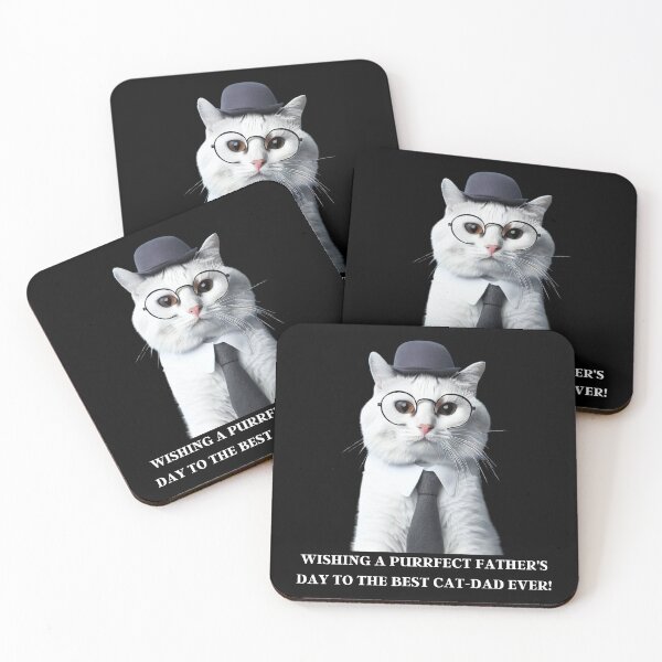 Item preview, Wishing A Purrfect Father's Day To The Best Cat-Dad Ever! Cute White Cat Dressed As A Dad Father's Day designed and sold by OliversCat.