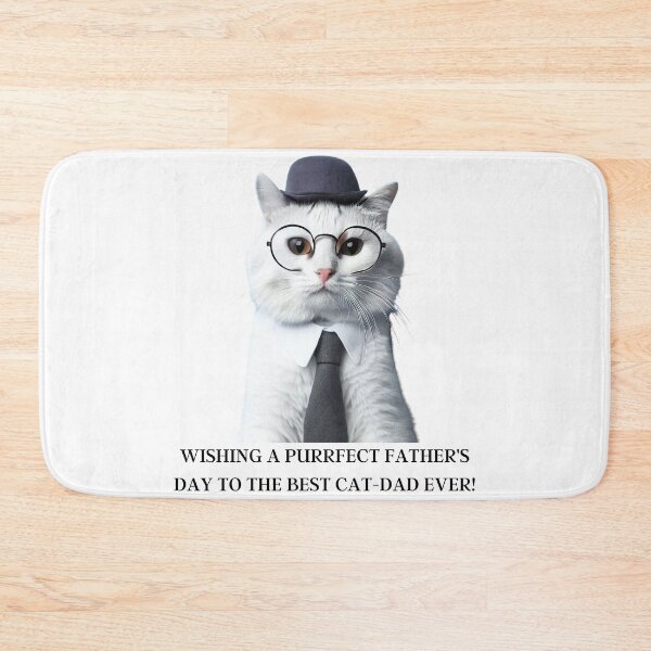 Item preview, Wishing A Purrfect Father's Day To The Best Cat-Dad Ever! Cute White Cat Dressed As A Dad Father's Day designed and sold by OliversCat.