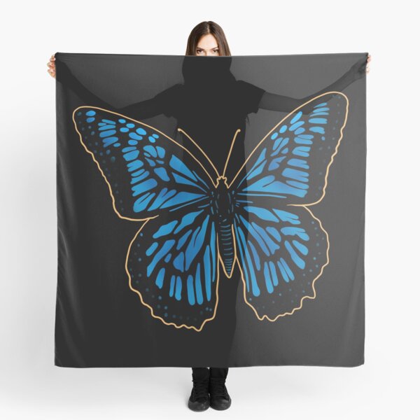 Aperçu de l'œuvre Dessin de papillon monarque de couleur bleue avec contour jaune. créée et vendue par DaveDanchuk.