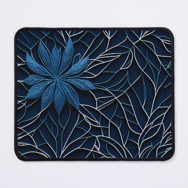 Item preview, dark navy and white line flower pattern designed and sold by HarshBrown.