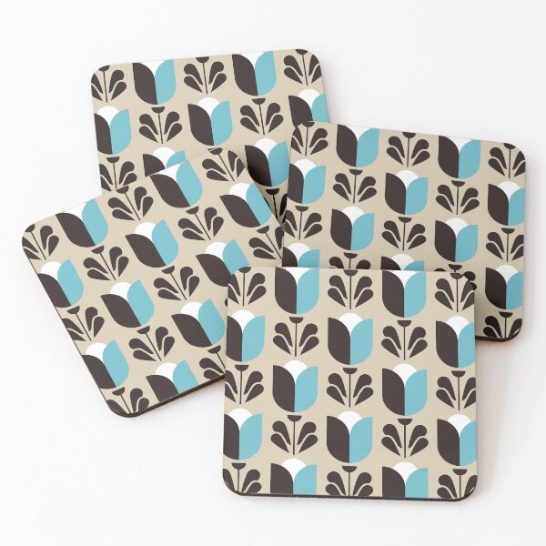 Item preview, 2740 B - retro tulips, blue designed and sold by RouCouCou.