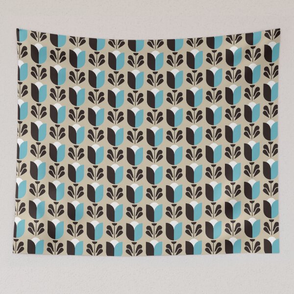 Item preview, 2740 B - retro tulips, blue designed and sold by RouCouCou.