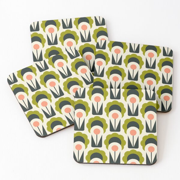 Item preview, 2744 C - Scandinavian camomiles, green / pink designed and sold by RouCouCou.