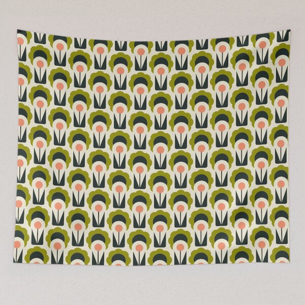 Item preview, 2744 C - Scandinavian camomiles, green / pink designed and sold by RouCouCou.