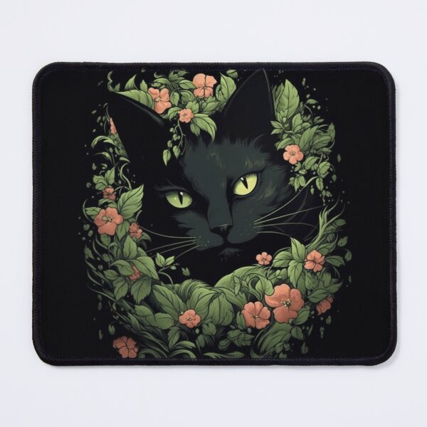 Item preview, Embrace the mystical charm of our black cat with flora. designed and sold by Bee Happy Creative™.