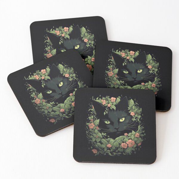 Item preview, Embrace the mystical charm of our black cat with flora. designed and sold by Bee Happy Creative™.