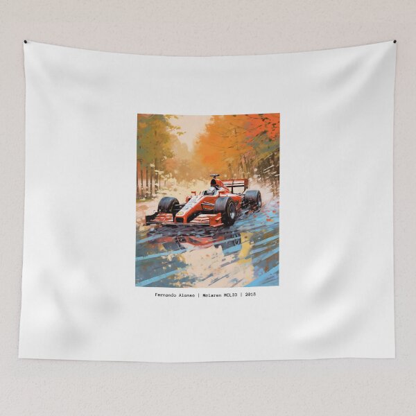Item preview, Fernando Alonso 2018 Mclaren MCL33 F1 Watercolour Painting Print  designed and sold by PicTechNowArt.