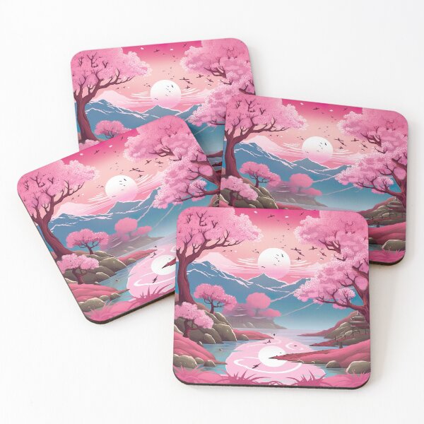Item preview, Pink Japanese Landscape - Serenity and Floral Harmony designed and sold by Neuronexia.