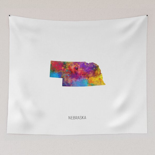 Item preview, Nebraska Watercolor Map designed and sold by ArtPrints.