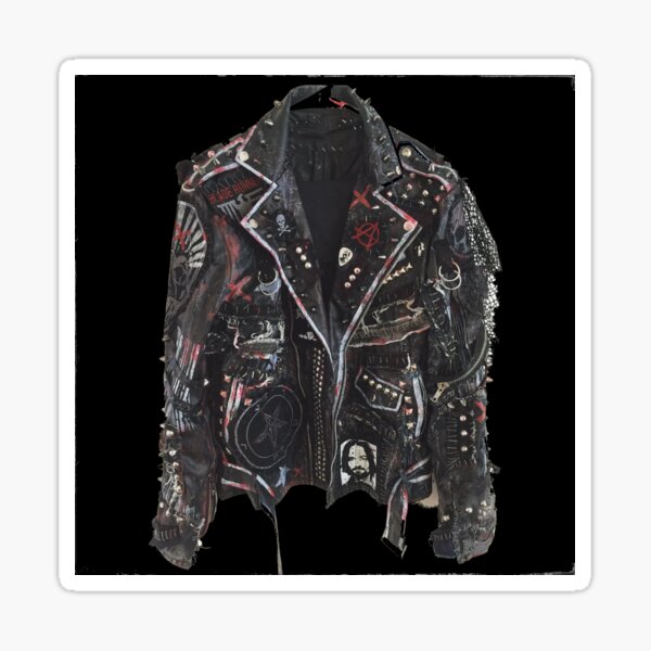 Fashionable leather jacket of hippies or punk Sticker