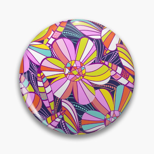 Item preview, Retro 1970s flower power in the cocktail lounge - navy and jewel tones designed and sold by BlackDogArtists.