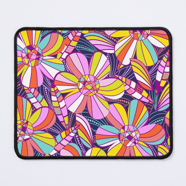 Item preview, Retro 1970s flower power in the cocktail lounge - navy and jewel tones designed and sold by BlackDogArtists.