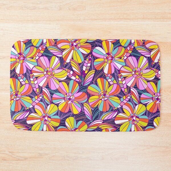 Item preview, Retro 1970s flower power in the cocktail lounge - navy and jewel tones designed and sold by BlackDogArtists.
