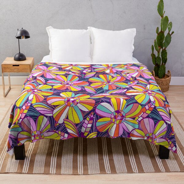 Item preview, Retro 1970s flower power in the cocktail lounge - navy and jewel tones designed and sold by BlackDogArtists.