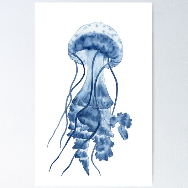 Item preview, Watercolor blue jellyfish art designed and sold by InnaPatiutko.
