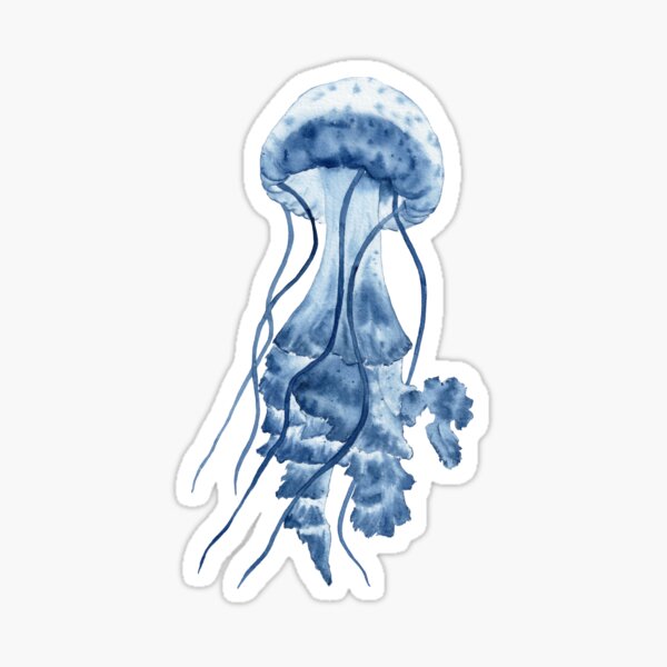 Item preview, Watercolor blue jellyfish art designed and sold by InnaPatiutko.
