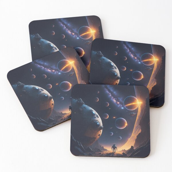 Item preview, Futuristic Space Landscape: Join Wall-E and Eve on an Epic Journey designed and sold by RedArtG09.