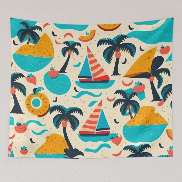 Item preview, Summer cute seamless pattern palm trees beach designed and sold by LUEE-Design.