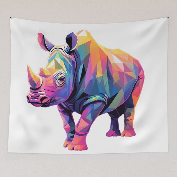 Item preview, rhino as colorful as a rainbow - Different logo size, position? Email me -  designed and sold by Picture-Art.