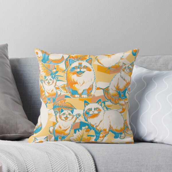Item preview, Cat #11 design, Cat fabric design, Cat Mom Gift, Pets, Kids gift, Ideal pet gift, blue orange contrast colours designed and sold by Andimoot.