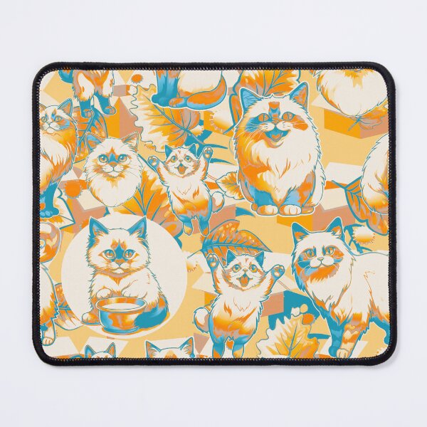 Artikelvorschau, Cat #11 design, Cat fabric design, Cat Mom Gift, Pets, Kids gift, Ideal pet gift, blue orange contrast colours entworfen und verkauft von Andimoot.
