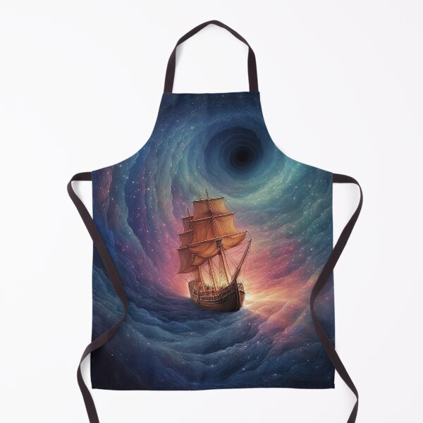 Item preview, Ship Sailing Away From Black Hole - A Cosmic Journey with Sailing Boat floating across space in a rotating nebula, atmospheric, - Very High Resolution designed and sold by CloudofKnowing.
