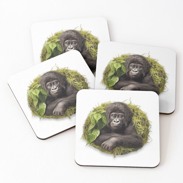 Item preview, young gorilla in jungle - Different logo size, position? Email me -  designed and sold by Picture-Art.
