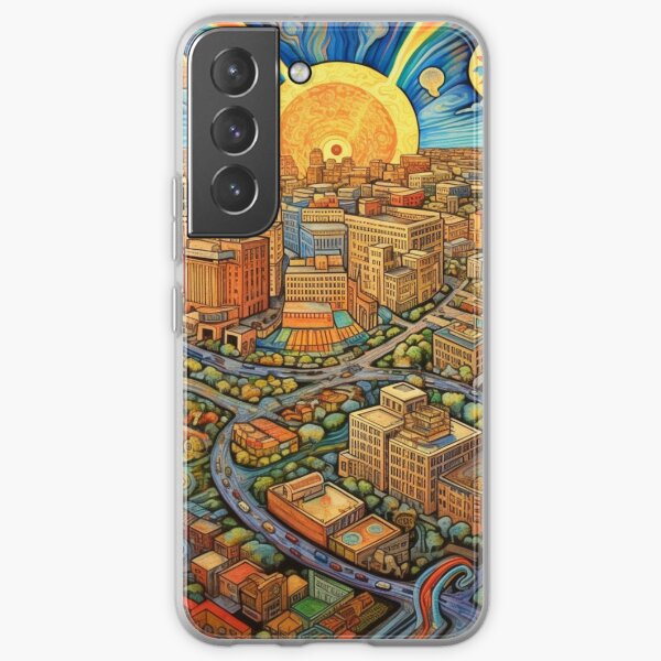 Sun Over Folk Art Cityscape Samsung Galaxy Soft Case