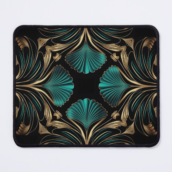 Item preview, Elegant Luxury Art Deco Ornamten Pattern Teal Gold Black II designed and sold by artsandsoul.