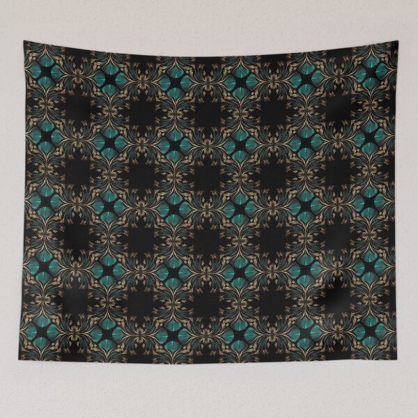 Item preview, Elegant Luxury Art Deco Ornamten Pattern Teal Gold Black II designed and sold by artsandsoul.