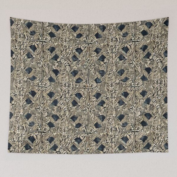 Item preview, Retro Tile Pattern dark beige shades with very dark blue designed and sold by RetroTile.
