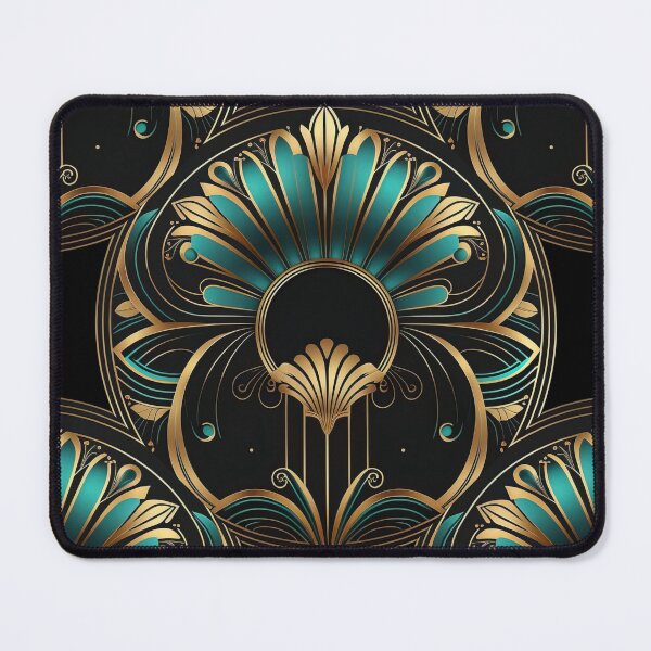 Item preview, Elegant Luxury Art Deco Ornamten Pattern Teal Gold Black III designed and sold by artsandsoul.