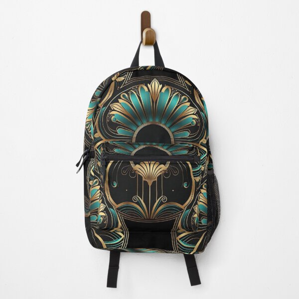 Item preview, Elegant Luxury Art Deco Ornamten Pattern Teal Gold Black III designed and sold by artsandsoul.