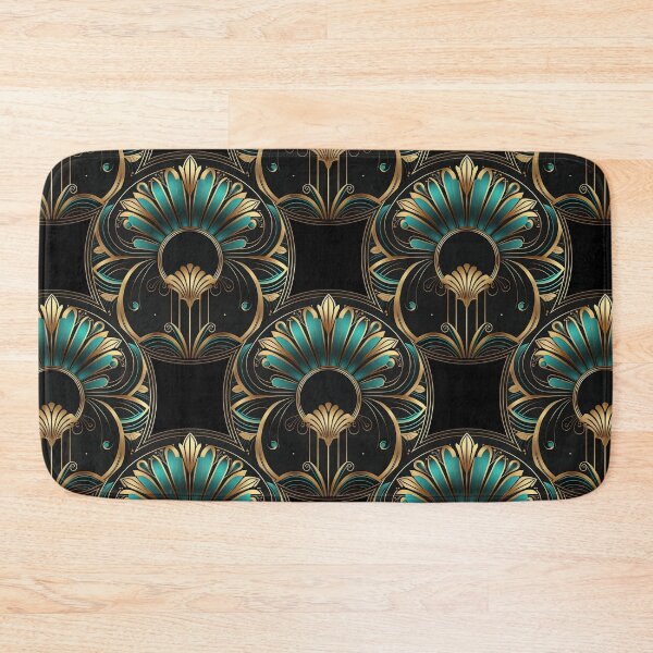 Item preview, Elegant Luxury Art Deco Ornamten Pattern Teal Gold Black III designed and sold by artsandsoul.