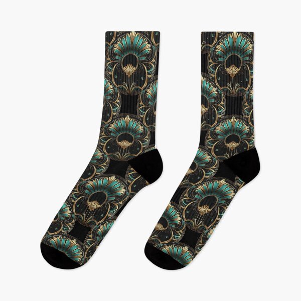 Item preview, Elegant Luxury Art Deco Ornamten Pattern Teal Gold Black III designed and sold by artsandsoul.