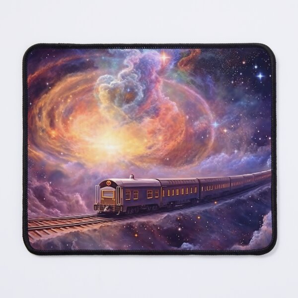 Item preview, Cosmic Train Journey - Train hurtling through space on a cosmic voyage, cosmic nebulae, stars, galaxies and stardust clouds! - Very High Resolution designed and sold by CloudofKnowing.