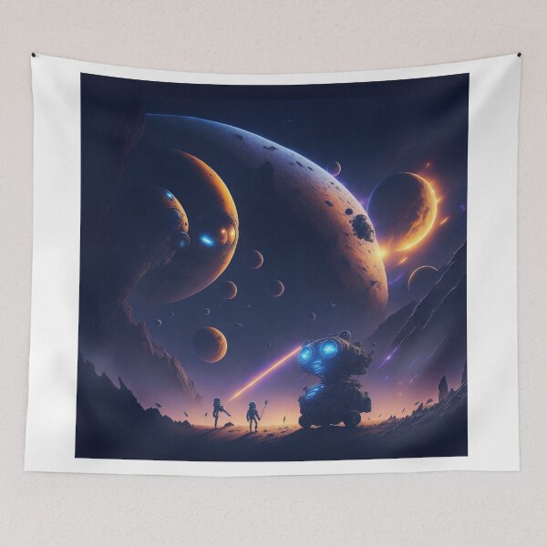 Item preview, Boundless Exploration: Wall-E and Eve in a Futuristic Space Odyssey designed and sold by RedArtG09.