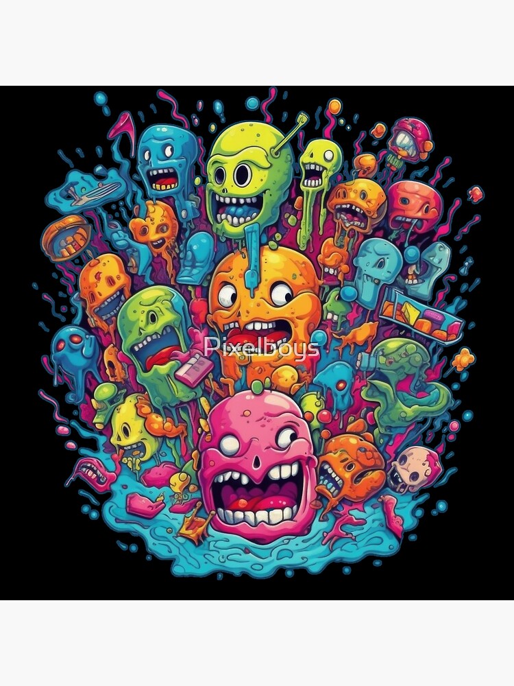 Halloween costume: grimace festival of crazy colorful brain dead brains  Poster by Pixelboys