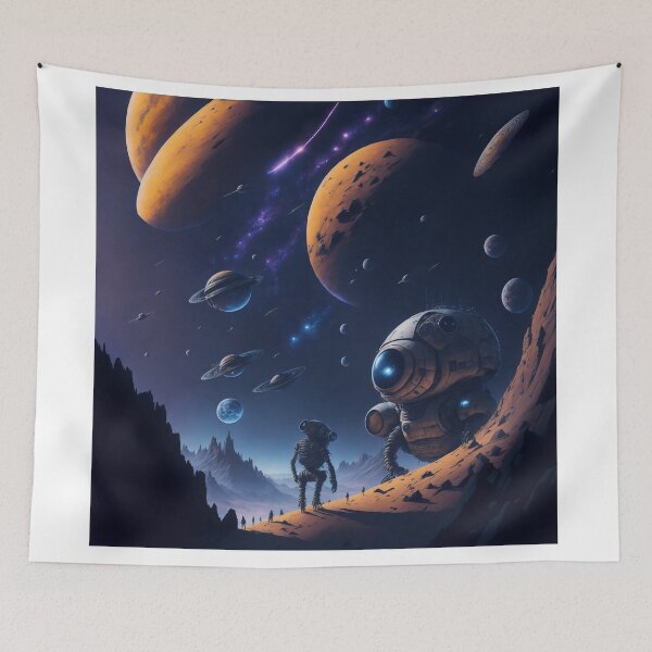 Item preview, A Stellar Poster: Wall-E and Eve Venture into the Unknown of the Cosmos designed and sold by RedArtG09.